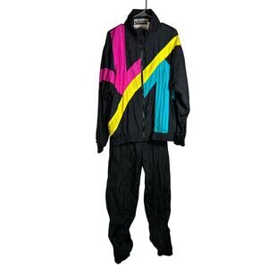 Longstreet 80s Windbreaker Track Suit Womens 90s Nylon Sz L Halloween costume